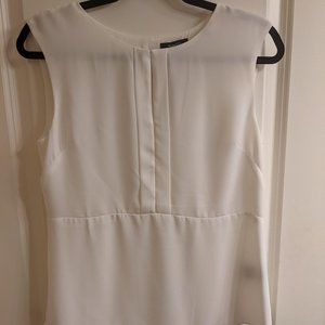 White High Low Hem Sleeveless Crepe Blouse